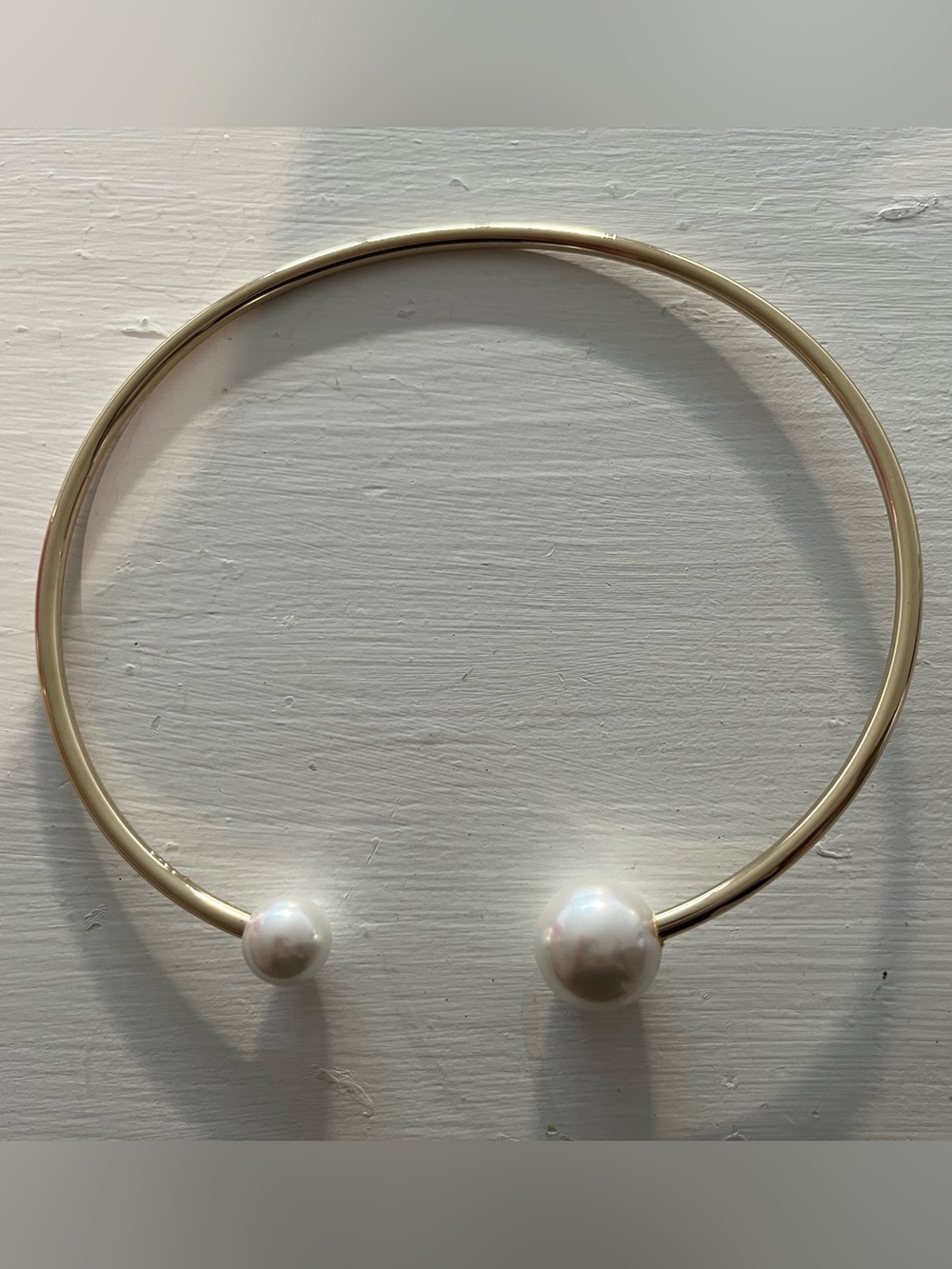 BCBGeneration Gold Expandable Open Necklace with Faux Pearls